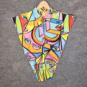Live 4 Truth Vibrant Abstract "Eyes" Picasso Art Crop Blouse